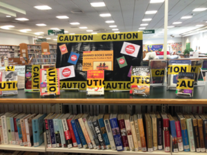 Banned Books Week display at the Lower Macungie Library